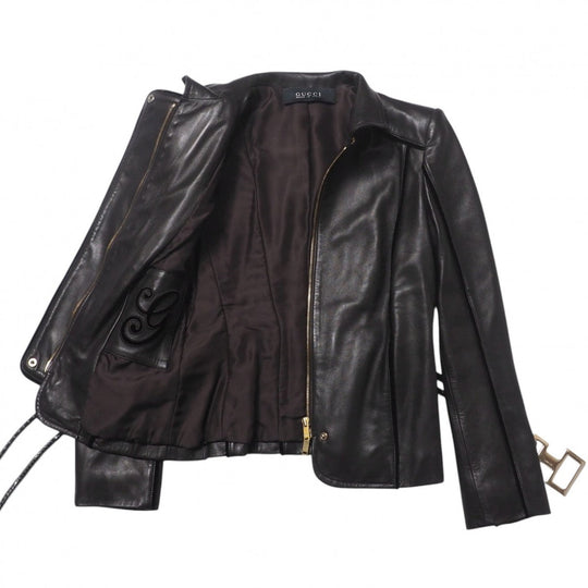 GUCCI Jacket 136350.XM216 Cowhide Brown Women 38 Used Authentic