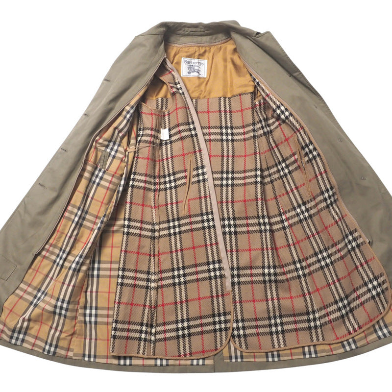 BURBERRY Stainless collar coat - 55% cotton, 45% polyester khaki Women 9AB2 Used Authentic