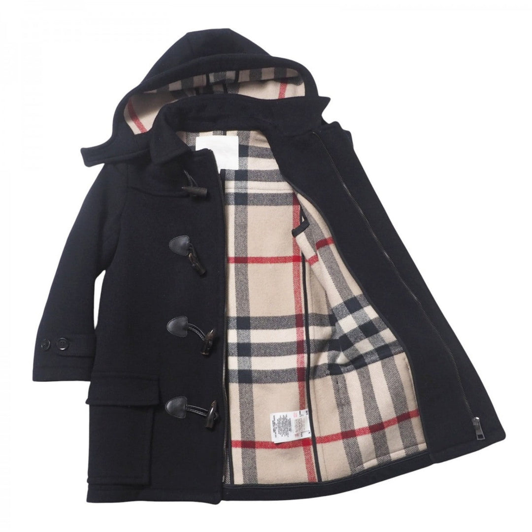 BURBERRY Duffel coat C9C06-452-29 wool black Kids 8Y-128 Used Authentic