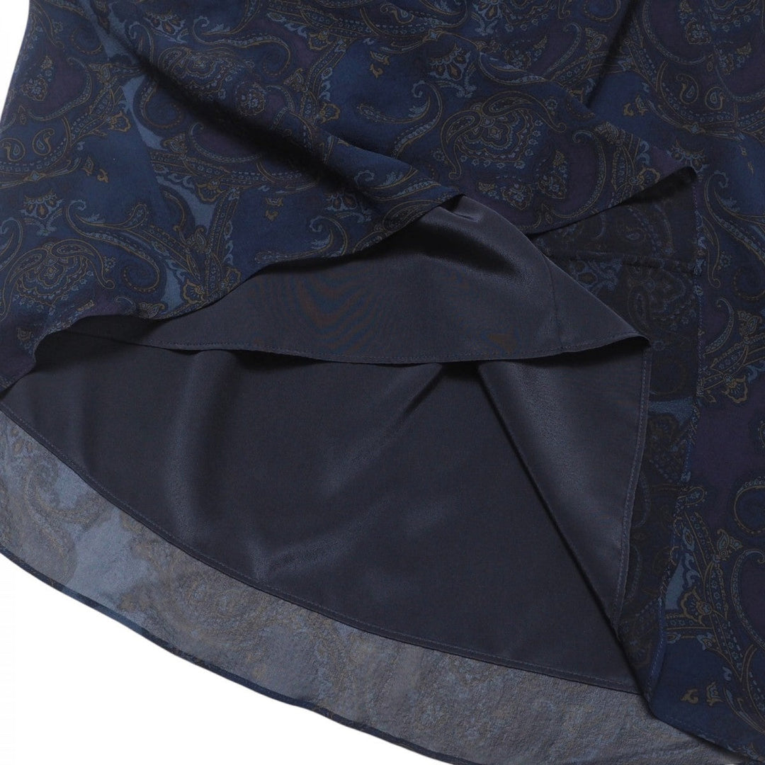 BURBERRY one piece FM034-607-32 silk Navy Women 40 Used Authentic