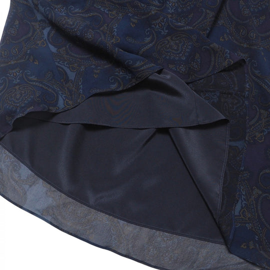 BURBERRY one piece FM034-607-32 silk Navy Women 40 Used Authentic