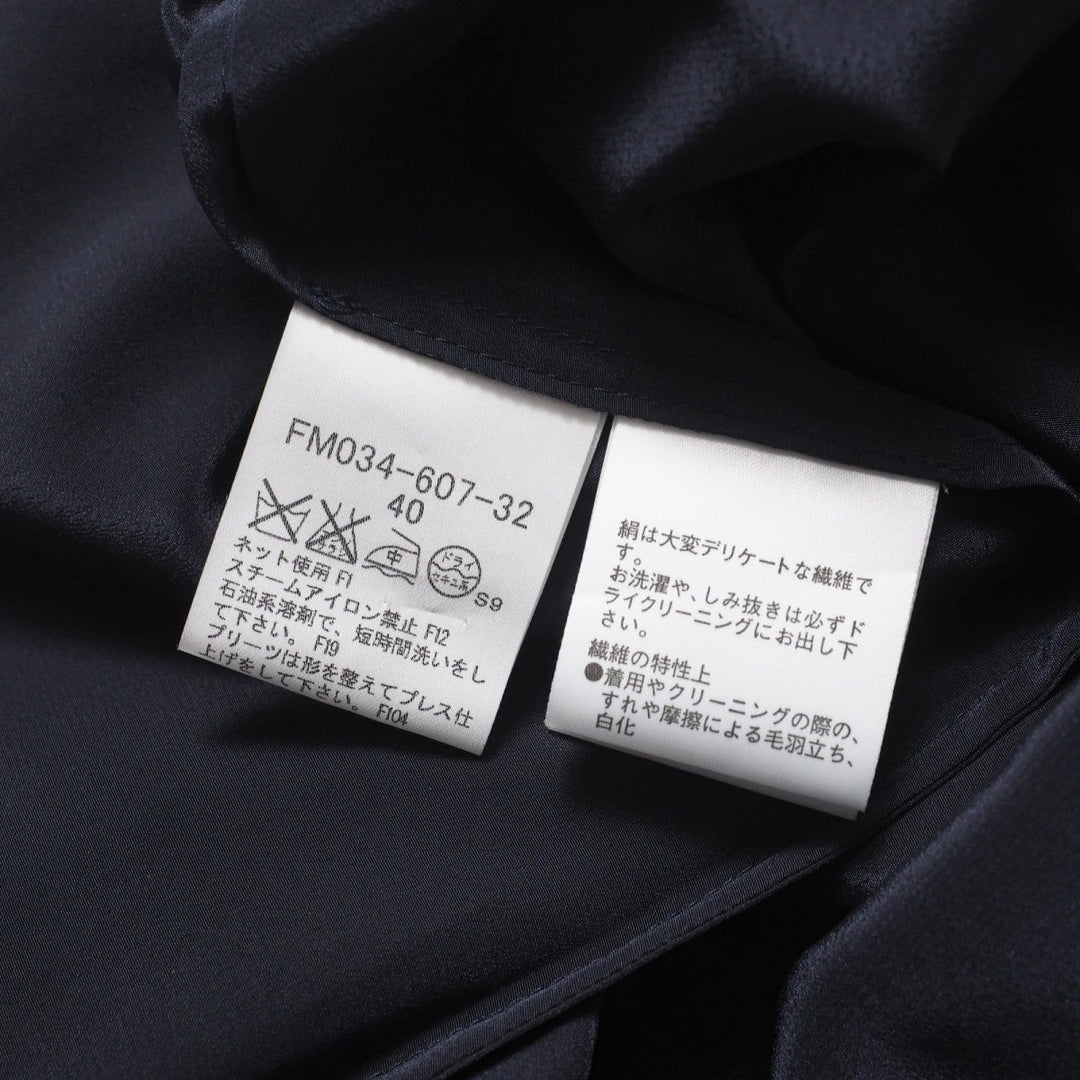BURBERRY one piece FM034-607-32 silk Navy Women 40 Used Authentic