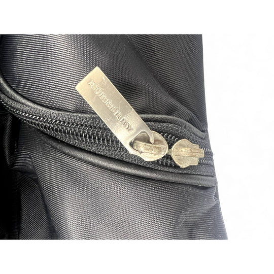 Burberry Golf Travel Bag Black Nylon Unisex Rolling Luggage Carry-On Tote