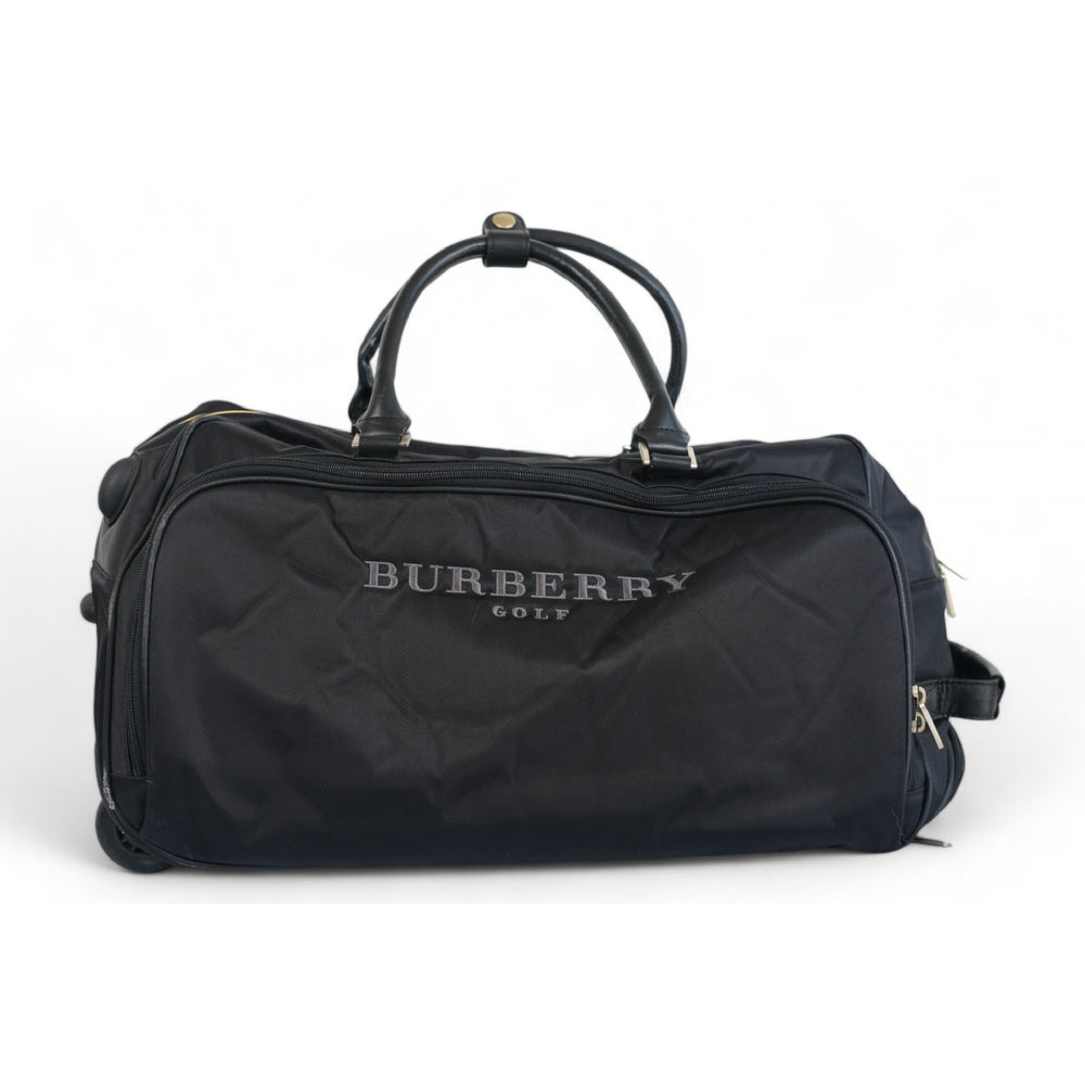 Burberry Golf Travel Bag Black Nylon Unisex Rolling Luggage Carry-On Tote