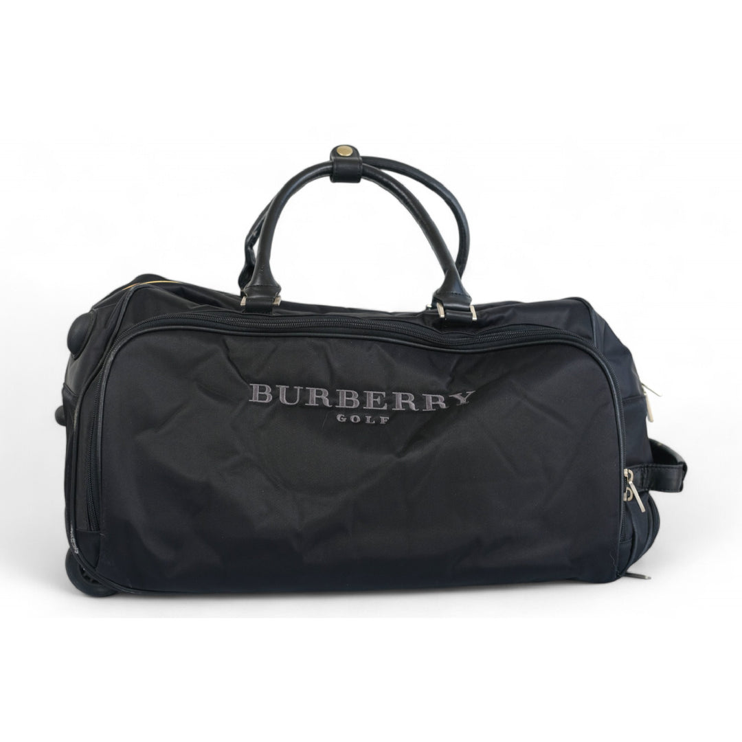 Burberry Golf Travel Bag Black Nylon Unisex Rolling Luggage Carry-On Tote