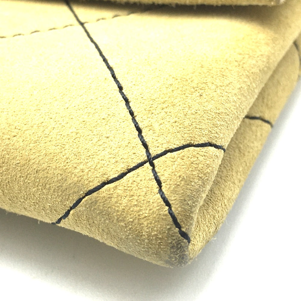 CHANEL Shoulder Bag suede Beige x Gold Metal CHANEL logo Matrasse Women Used Authentic