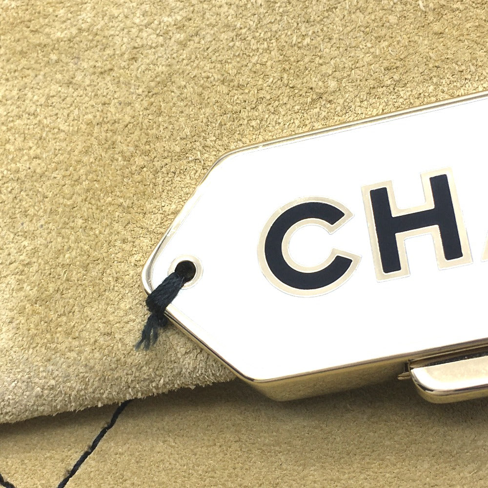 CHANEL Shoulder Bag suede Beige x Gold Metal CHANEL logo Matrasse Women Used Authentic