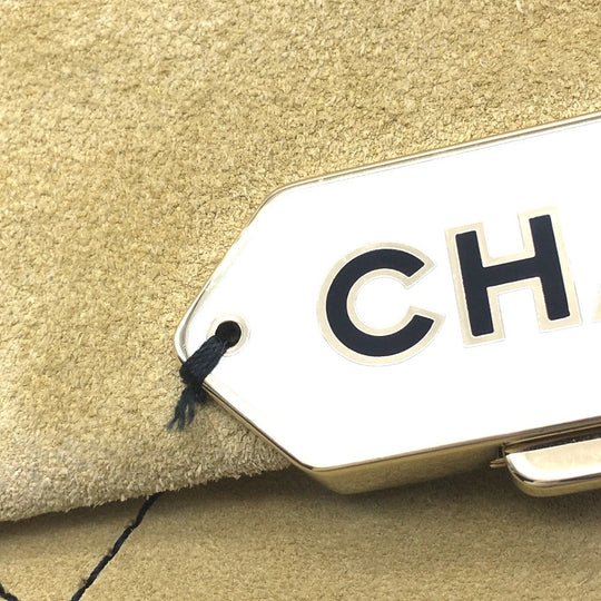 CHANEL Shoulder Bag suede Beige x Gold Metal CHANEL logo Matrasse Women Used Authentic