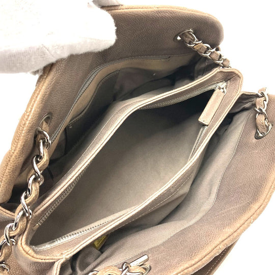 CHANEL Shoulder Bag Caviar skin Brown CC COCO Mark Mademoiselle Bowling Women Used Authentic
