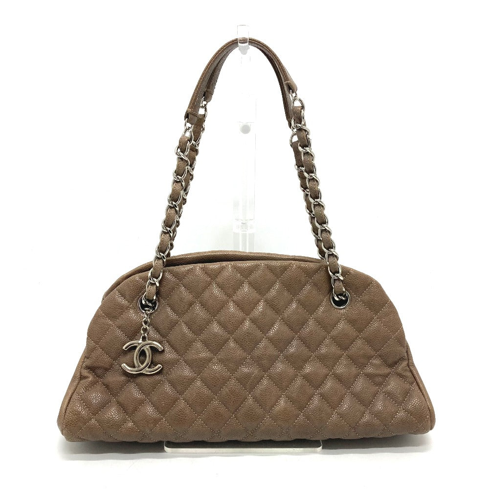 CHANEL Shoulder Bag Caviar skin Brown CC COCO Mark Mademoiselle Bowling Women Used Authentic