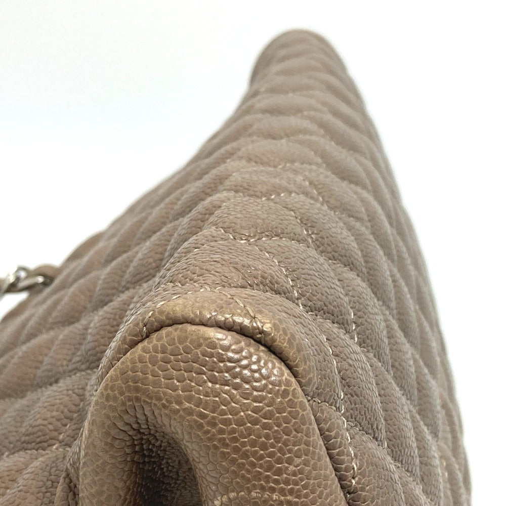 CHANEL Shoulder Bag Caviar skin Brown CC COCO Mark Mademoiselle Bowling Women Used Authentic