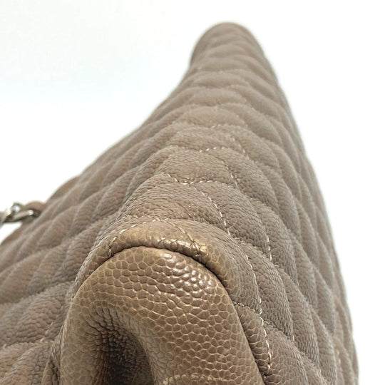 CHANEL Shoulder Bag Caviar skin Brown CC COCO Mark Mademoiselle Bowling Women Used Authentic