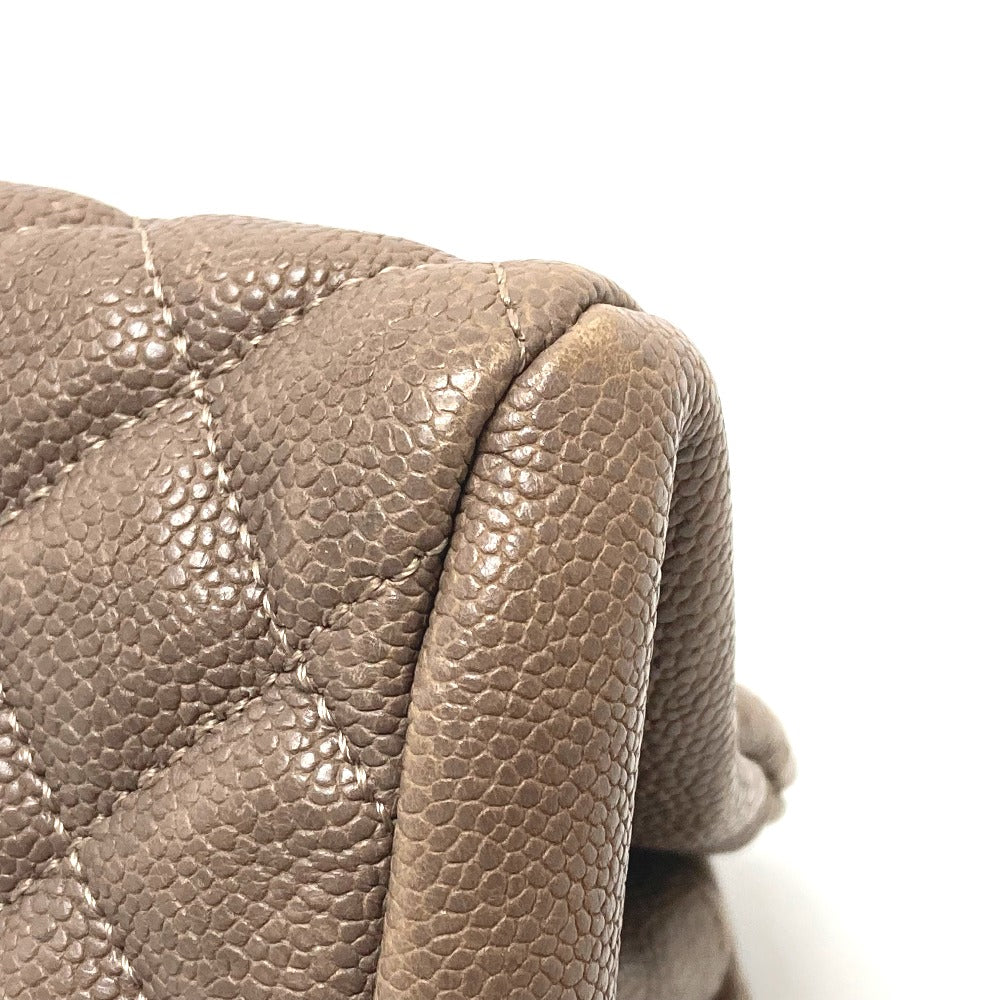 CHANEL Shoulder Bag Caviar skin Brown CC COCO Mark Mademoiselle Bowling Women Used Authentic
