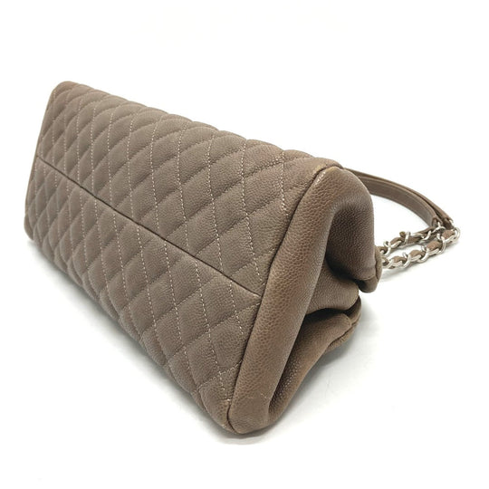 CHANEL Shoulder Bag Caviar skin Brown CC COCO Mark Mademoiselle Bowling Women Used Authentic
