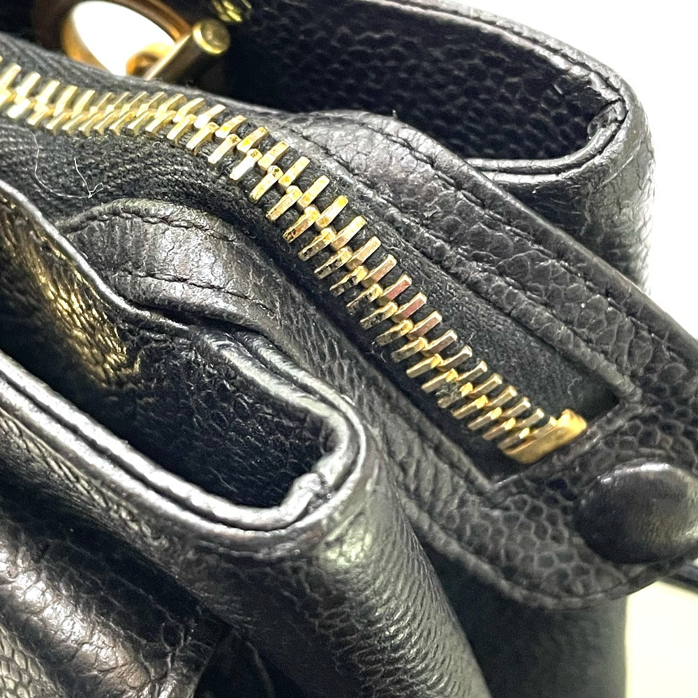 CHANEL Shoulder Bag Caviar skin black CC COCO Mark Matrasse Women Used Authentic