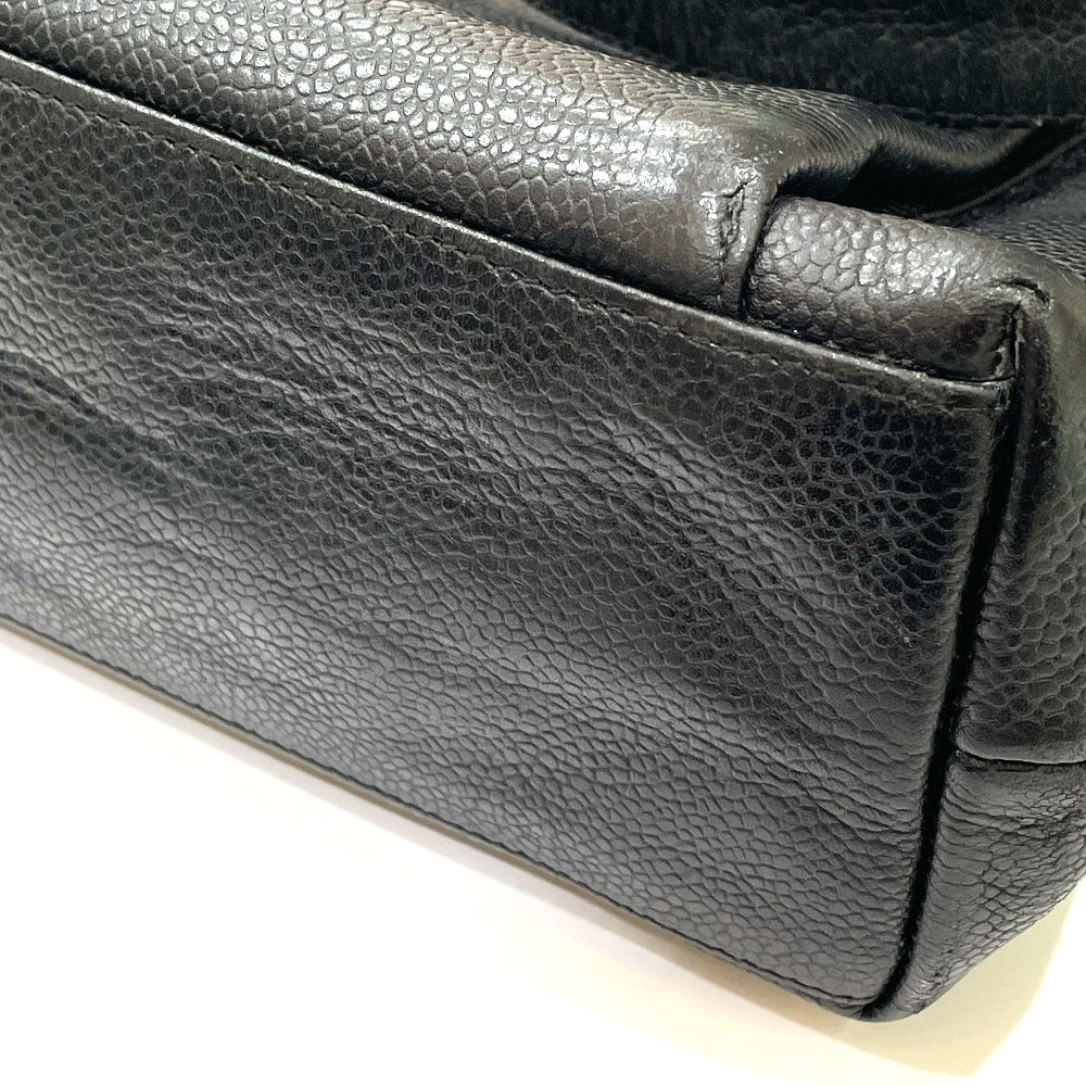 CHANEL Shoulder Bag Caviar skin black CC COCO Mark Matrasse Women Used Authentic