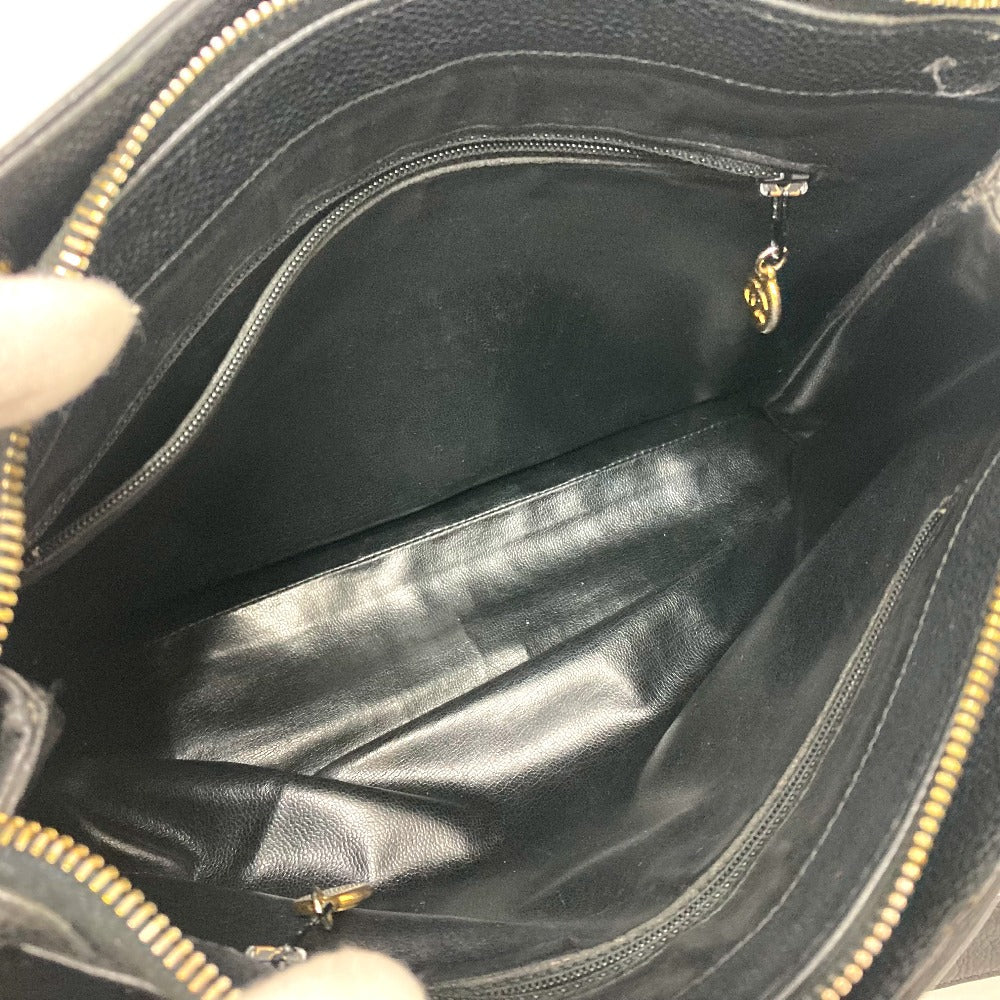 CHANEL Shoulder Bag Caviar skin black CC COCO Mark Matrasse Women Used Authentic