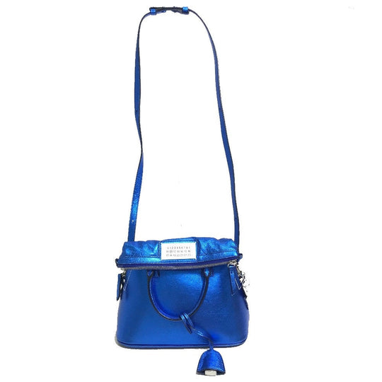 Maison Margiela Shoulder Bag leather blue 5AC Women Used Authentic