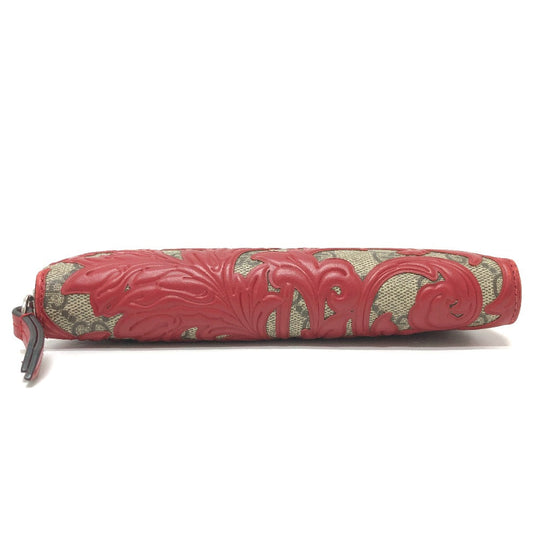 GUCCI Long Wallet Purse 410102 GG Supreme Canvas Red x brown GG Supreme Women Used Authentic