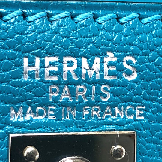 HERMES Pouch Chevre Misol Blue gene Stopper Chene Dunkle Women Used Authentic