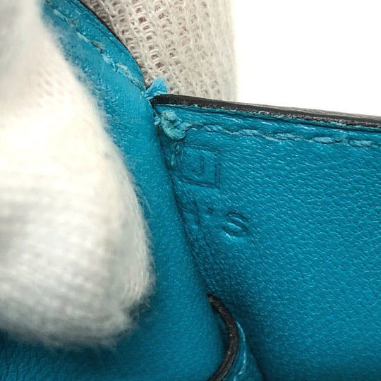 HERMES Pouch Chevre Misol Blue gene Stopper Chene Dunkle Women Used Authentic