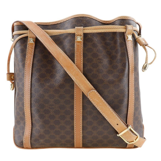 CELINE Shoulder Bag PVC Brown Old Celine Macadam purse Women Used Authentic