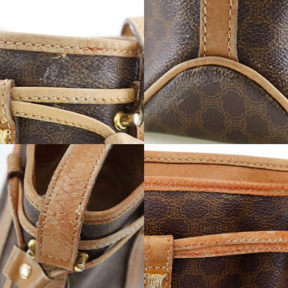 CELINE Shoulder Bag PVC Brown Old Celine Macadam purse Women Used Authentic