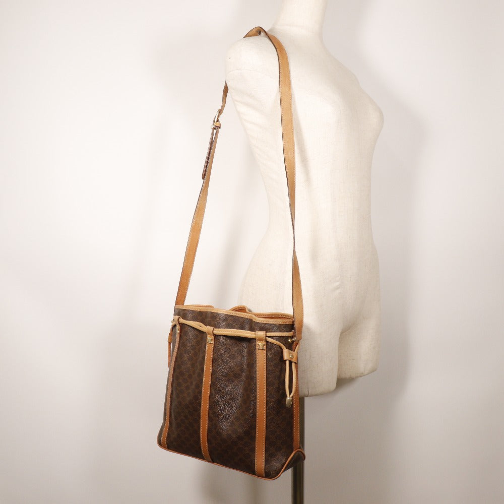 CELINE Shoulder Bag PVC Brown Old Celine Macadam purse Women Used Authentic