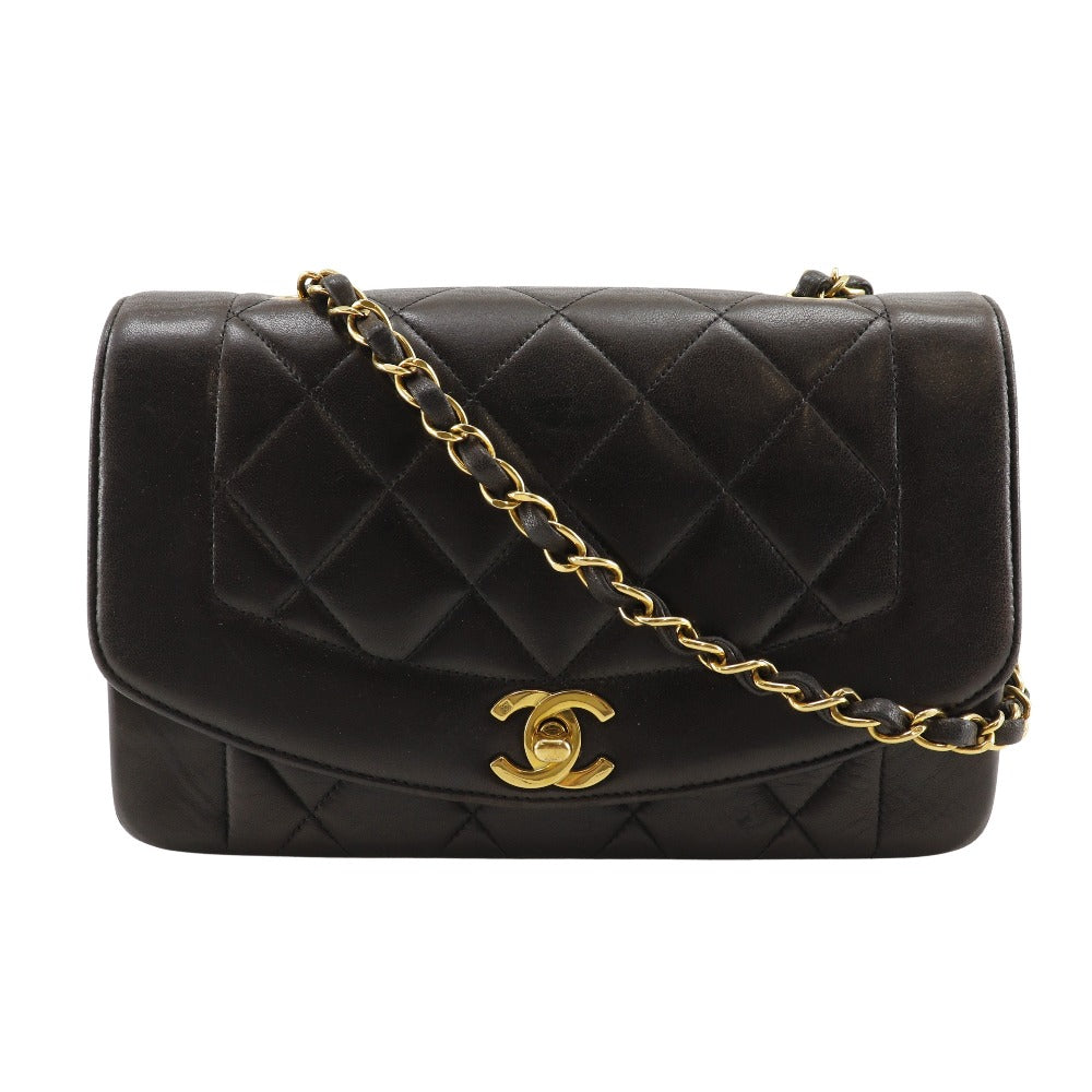 CHANEL Shoulder Bag A01164 lambskin black Matrasse ChainShoulder diana flap 22 Women Used Authentic