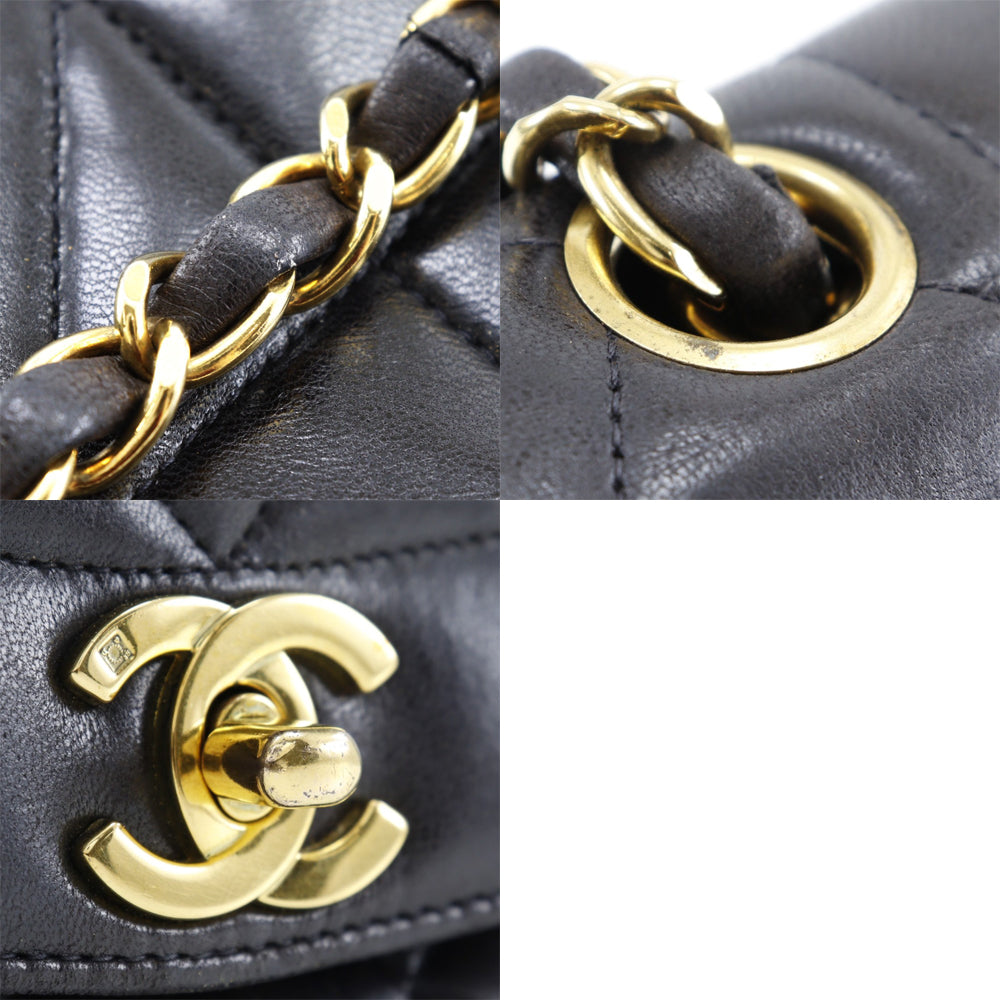 CHANEL Shoulder Bag A01164 lambskin black Matrasse ChainShoulder diana flap 22 Women Used Authentic