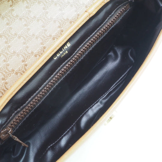 CELINE Shoulder Bag PVC beige Macadam Pattern Old Celine Women Used Authentic