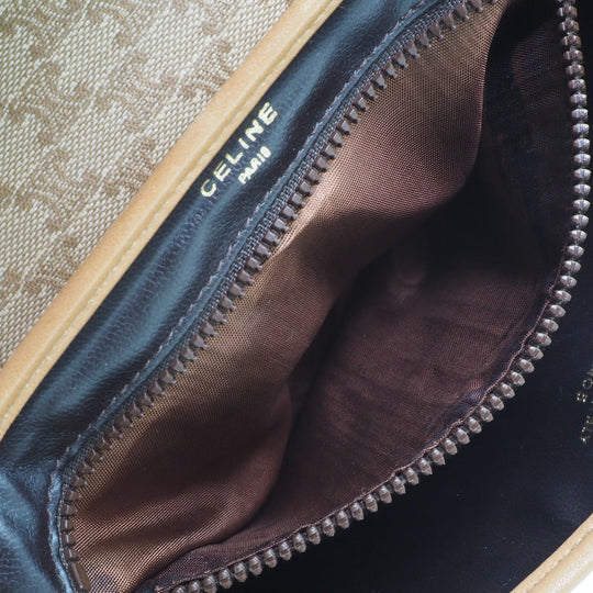 CELINE Shoulder Bag PVC beige Macadam Pattern Old Celine Women Used Authentic