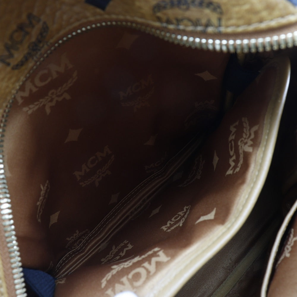 MCM Backpack MMK2AVE20 PVC Brown Studs Small Logogram Women Used Authentic