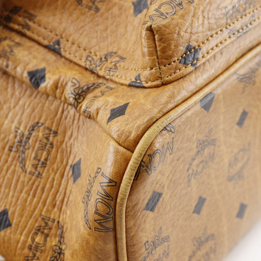 MCM Backpack MMK2AVE20 PVC Brown Studs Small Logogram Women Used Authentic