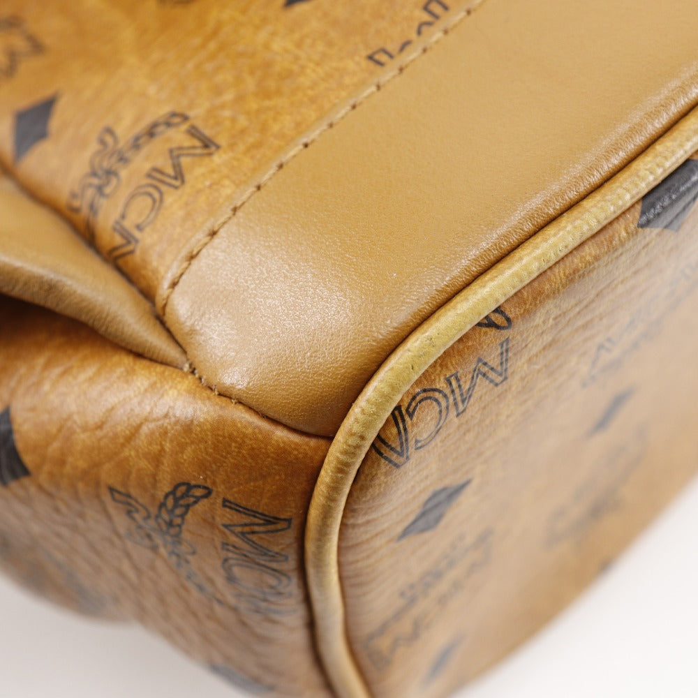 MCM Backpack MMK2AVE20 PVC Brown Studs Small Logogram Women Used Authentic