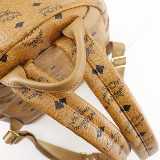 MCM Backpack MMK2AVE20 PVC Brown Studs Small Logogram Women Used Authentic