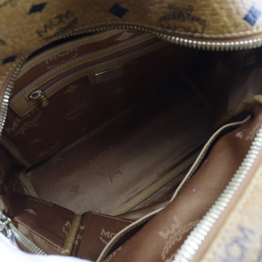 MCM Backpack MMK2AVE20 PVC Brown Studs Small Logogram Women Used Authentic