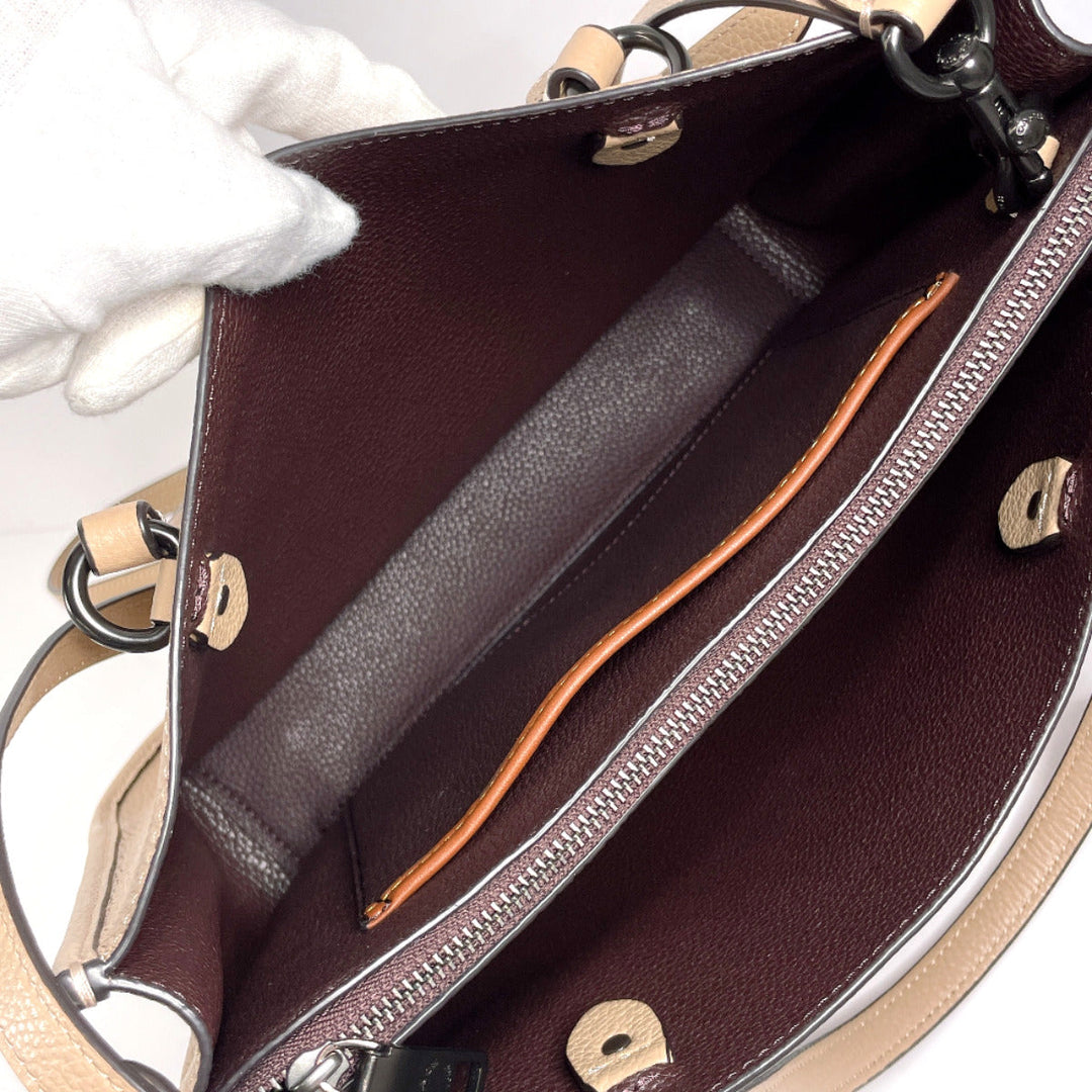 COACH Handbag C3460 leather beige 2WAY Tyler Carryall 28