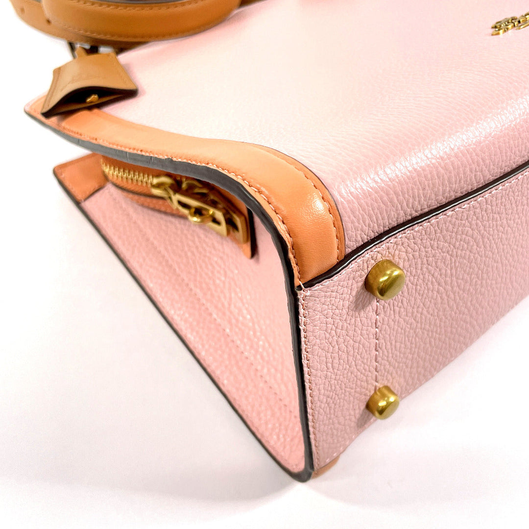 COACH Handbag 693 leather pink 2WAY Zoe Carryall Women Used Authentic