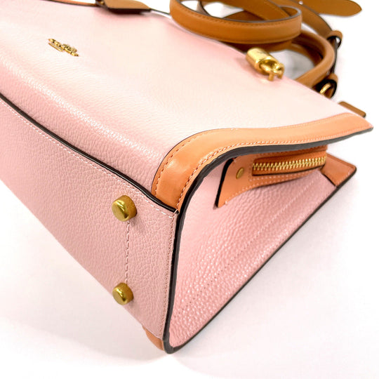 COACH Handbag 693 leather pink 2WAY Zoe Carryall Women Used Authentic