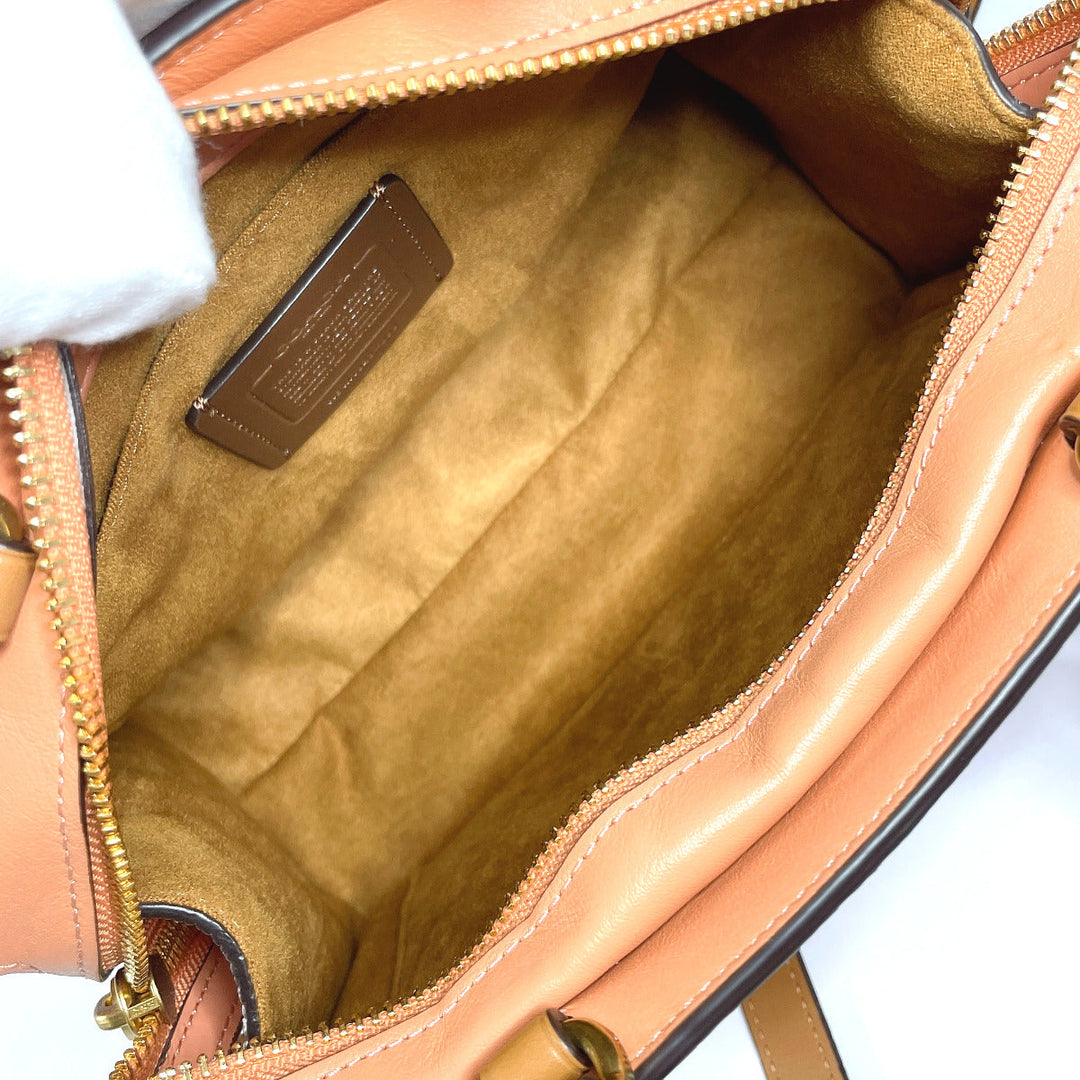 COACH Handbag 693 leather pink 2WAY Zoe Carryall Women Used Authentic