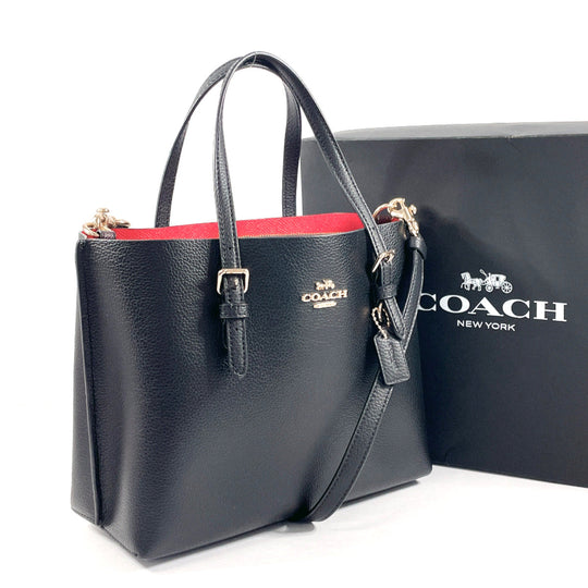 COACH Tote Bag C4084 leather black Molly 2WAY Women Used Authentic