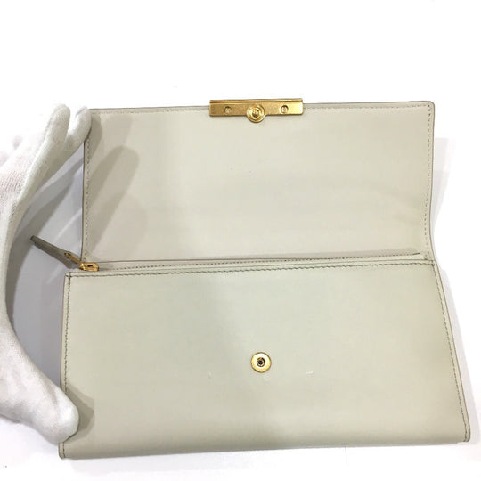 BOTTEGAVENETA Long Wallet Purse 578751 leather off white Long wallet Accessory Women Used Authentic