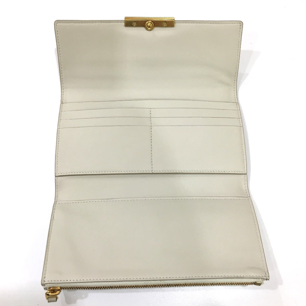 BOTTEGAVENETA Long Wallet Purse 578751 leather off white Long wallet Accessory Women Used Authentic