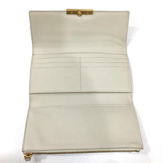BOTTEGAVENETA Long Wallet Purse 578751 leather off white Long wallet Accessory Women Used Authentic