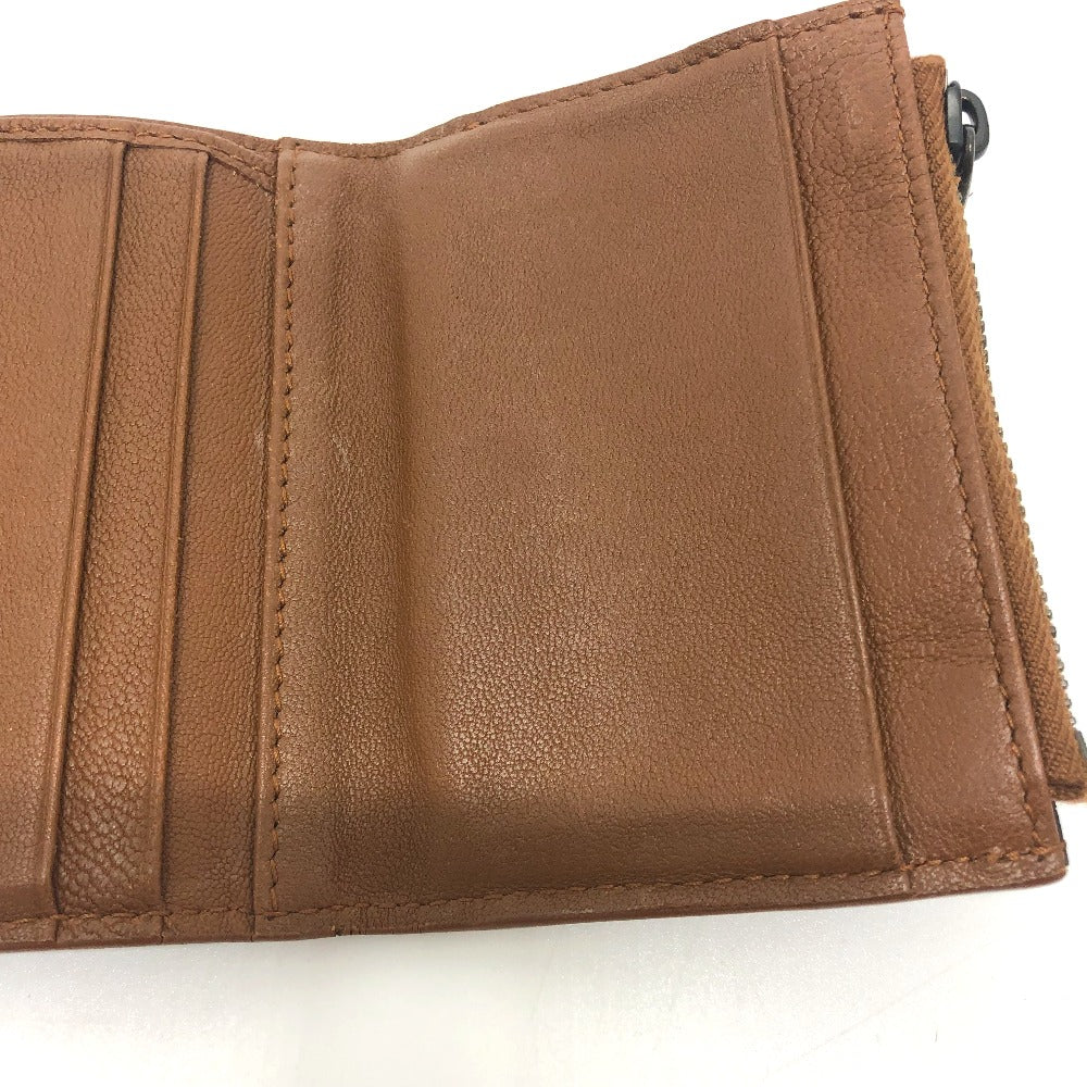 BOTTEGAVENETA Trifold wallet leather Brown INTRECCIATO Compact wallet Women Used Authentic