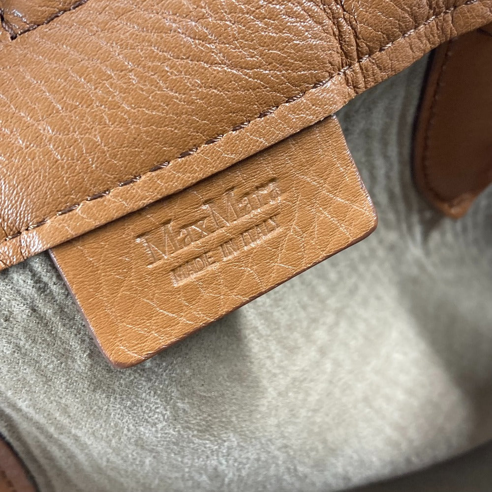 MAX MARA Shoulder Bag leather Greige type Bag logo Women Used Authentic
