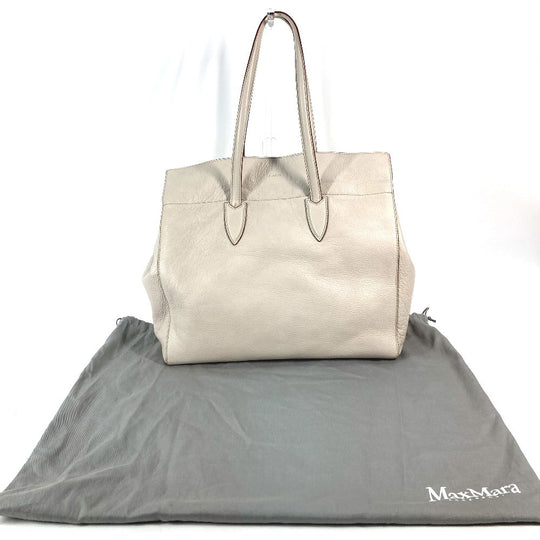 MAX MARA Shoulder Bag leather Greige type Bag logo Women Used Authentic