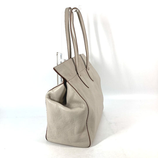 MAX MARA Shoulder Bag leather Greige type Bag logo Women Used Authentic