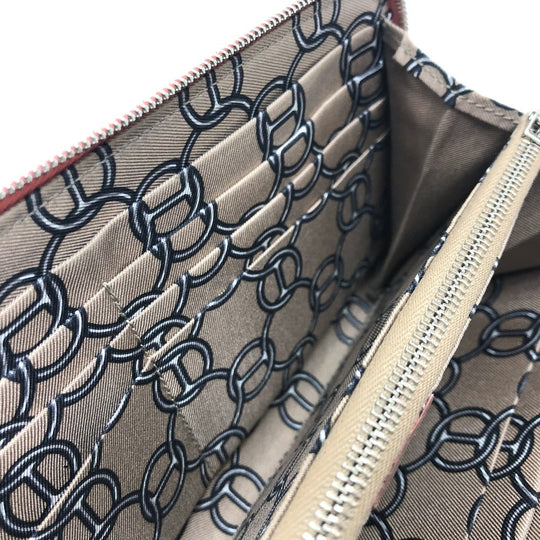 HERMES Long Wallet Purse Epsom Pink type Azap silk in Women Used Authentic